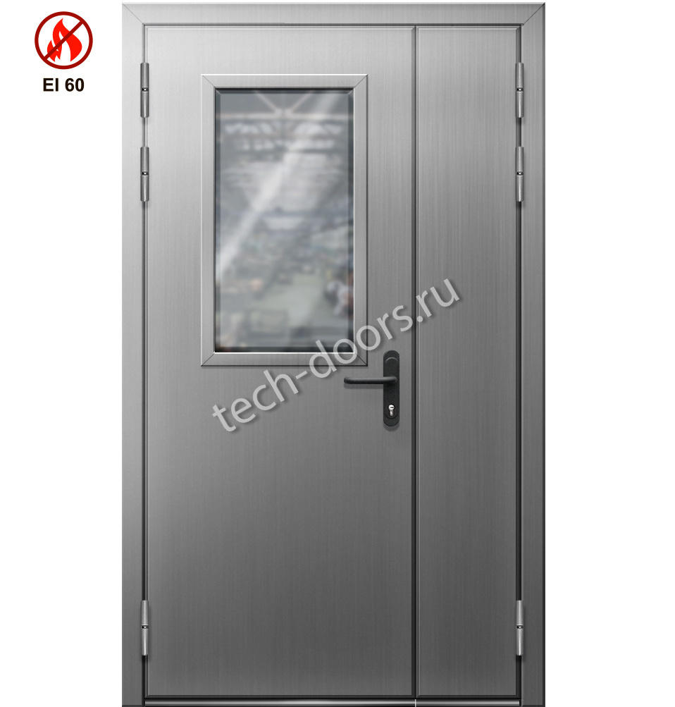 Дверь полуторная противопожарная стальная EI-60 1150x2050