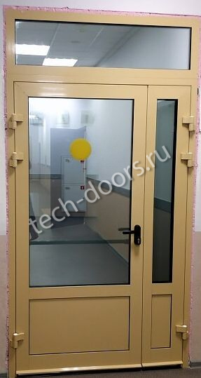 Желтая дверь EI-60 двупольная противопожарная 1350x2050